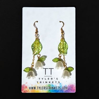 Lily of the Valley Dangle Earrings - White