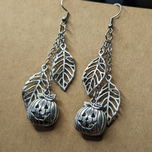 Pumpkin Patch Dangle Earrings - Silver