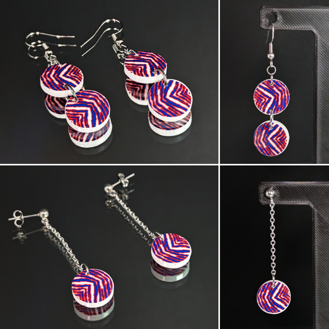 Buffalo Bills Zubaz Dangle Earrings - Circle