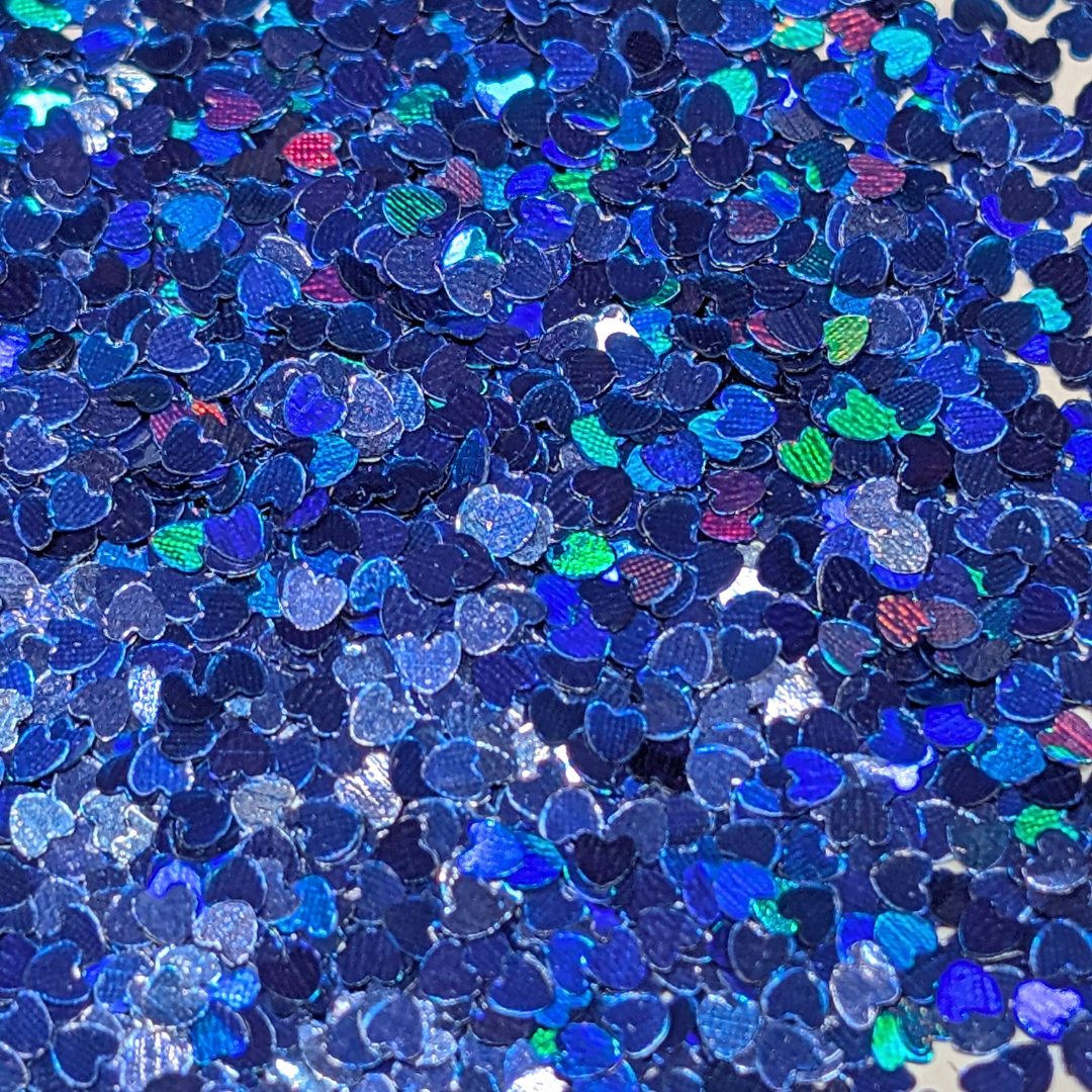 Heart Nail Art Glitter - Holographic Navy