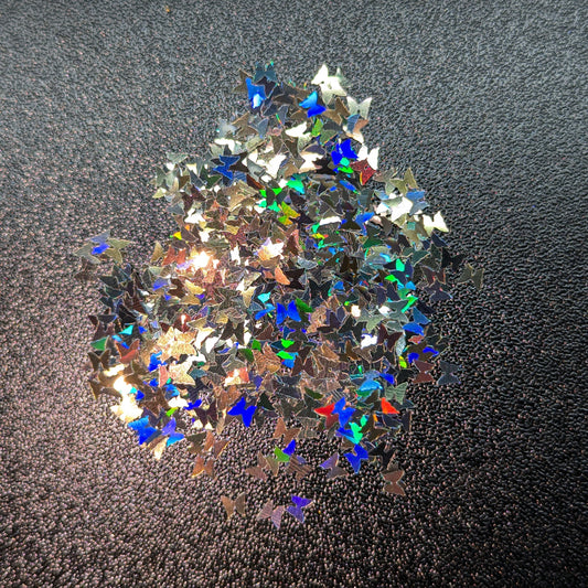 Butterfly Nail Art Glitter - Holographic Silver