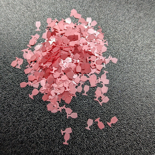 Wine Glass Nail Art Glitter - Matte Pink