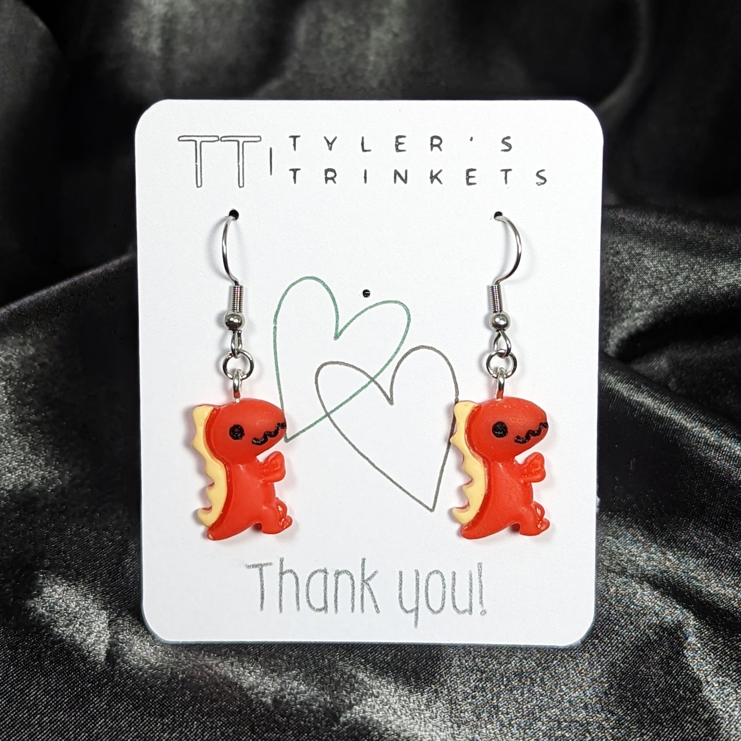 Colorful Dinosaur T-Rex Dangle Earrings