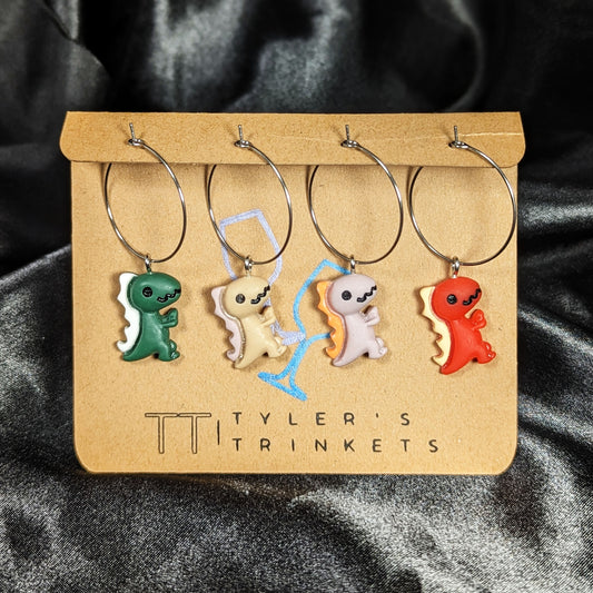 Colorful Dinosaur T-Rex Wine Charms