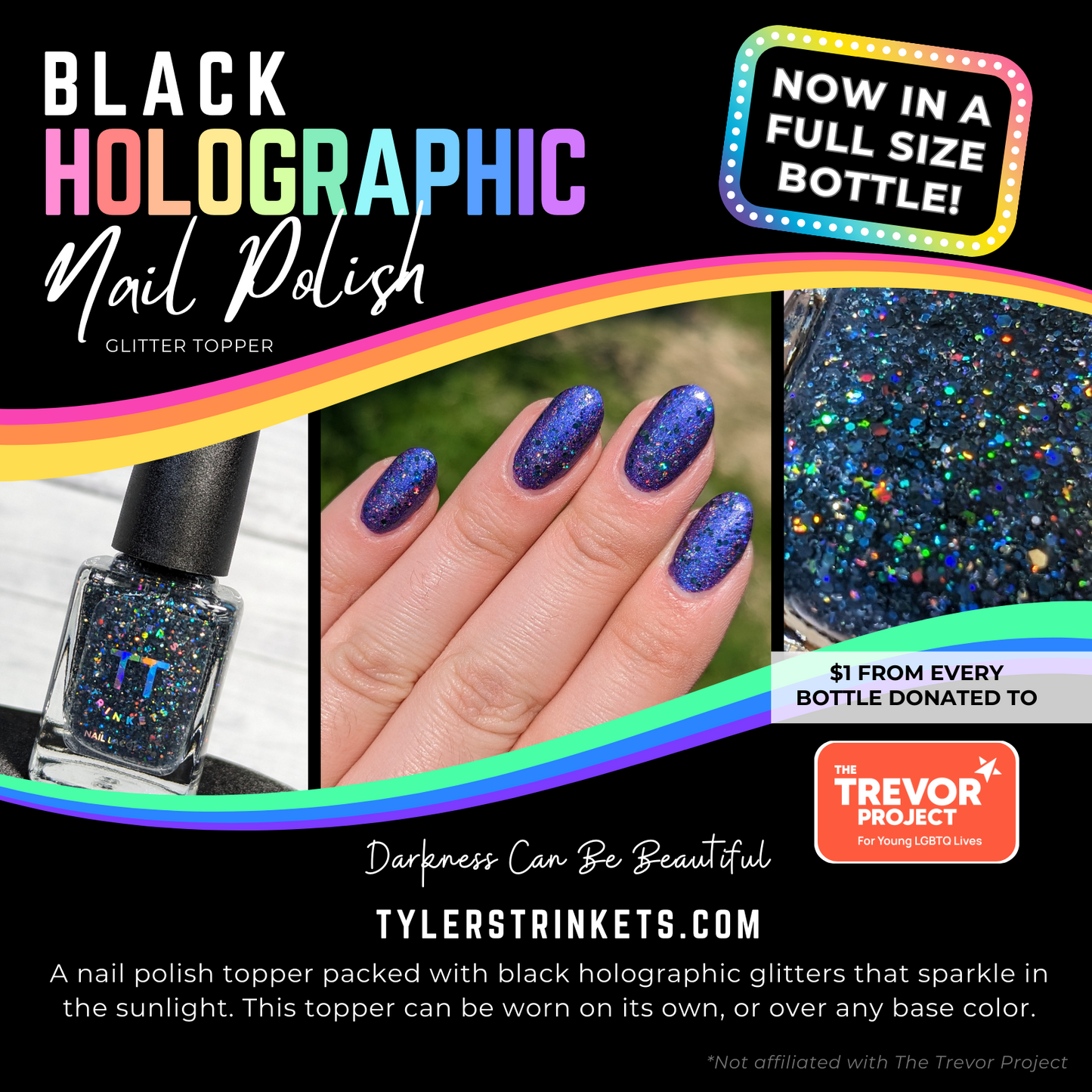 Darkness Can Be Beautiful - Black Holographic Topper