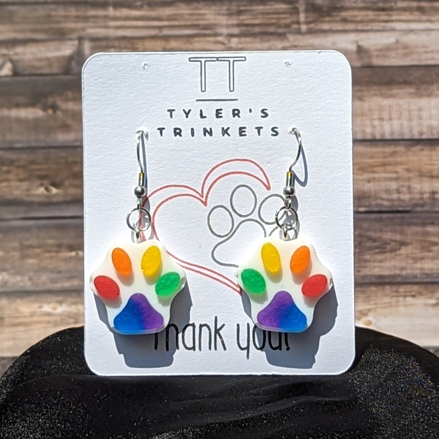 Rainbow Toe Beans - Paw Print Resin Dangle Earrings