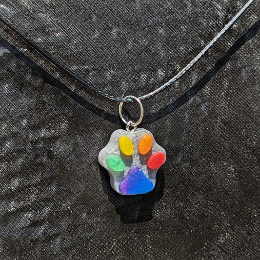Rainbow Toe Beans - Paw Print Resin Necklace