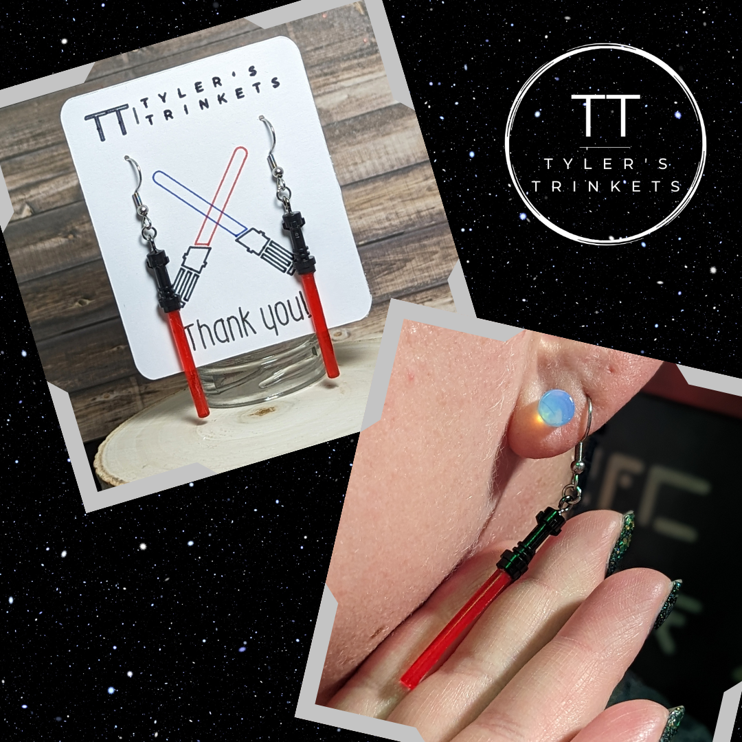 Lightsaber-Inspired Earrings (Regular & Glow-In-The-Dark)