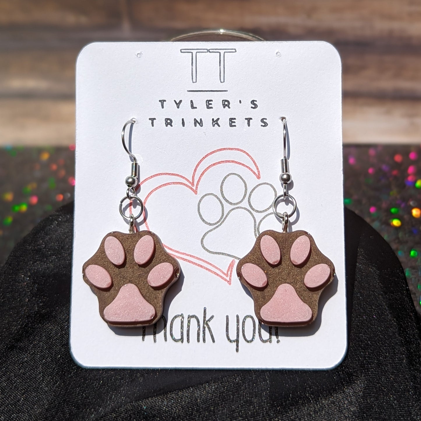 Paw Print Resin Dangle Earrings