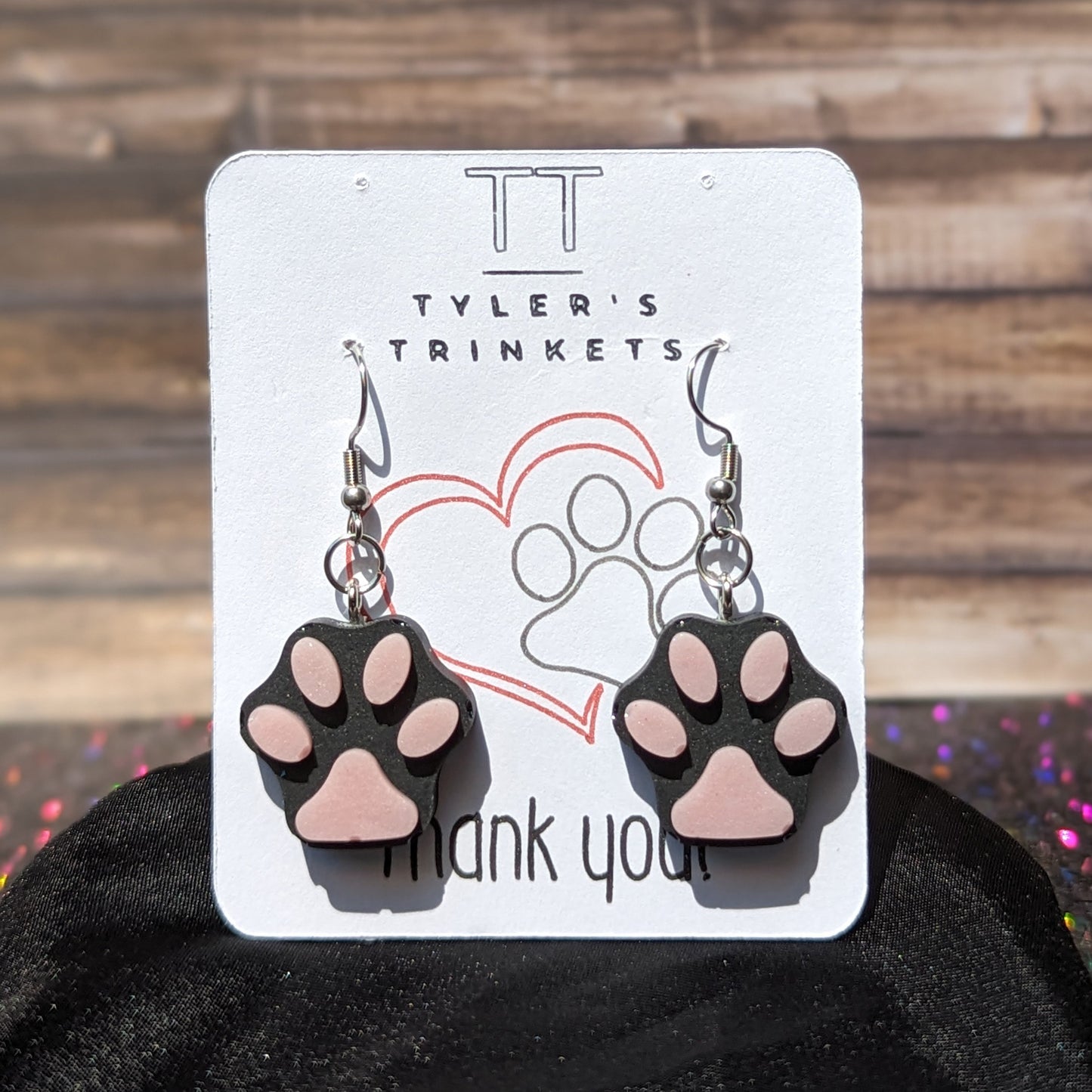 Paw Print Resin Dangle Earrings