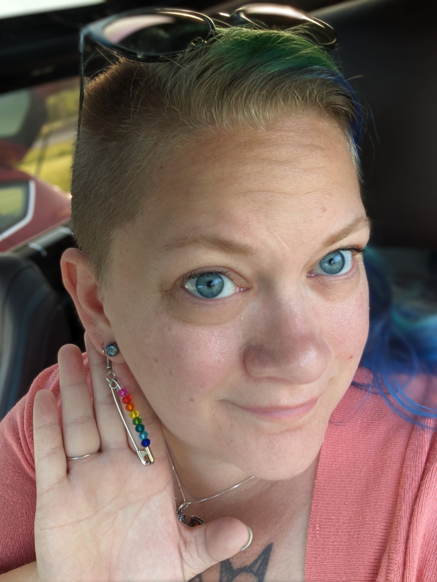 Vibrant Virtuoso - Rainbow Safety Pin Dangle Earrings