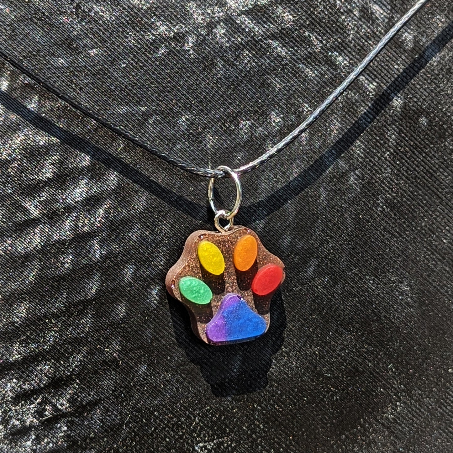 Rainbow Toe Beans - Paw Print Resin Necklace