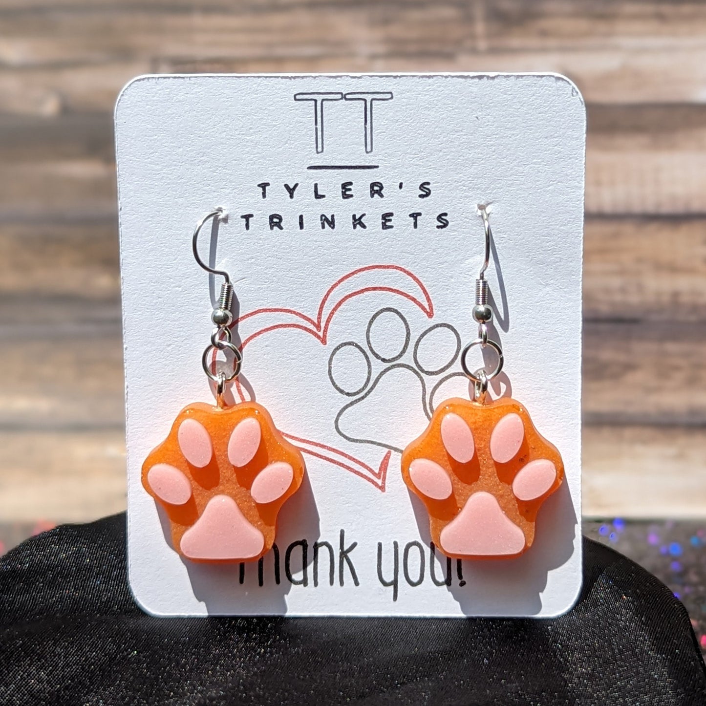 Paw Print Resin Dangle Earrings