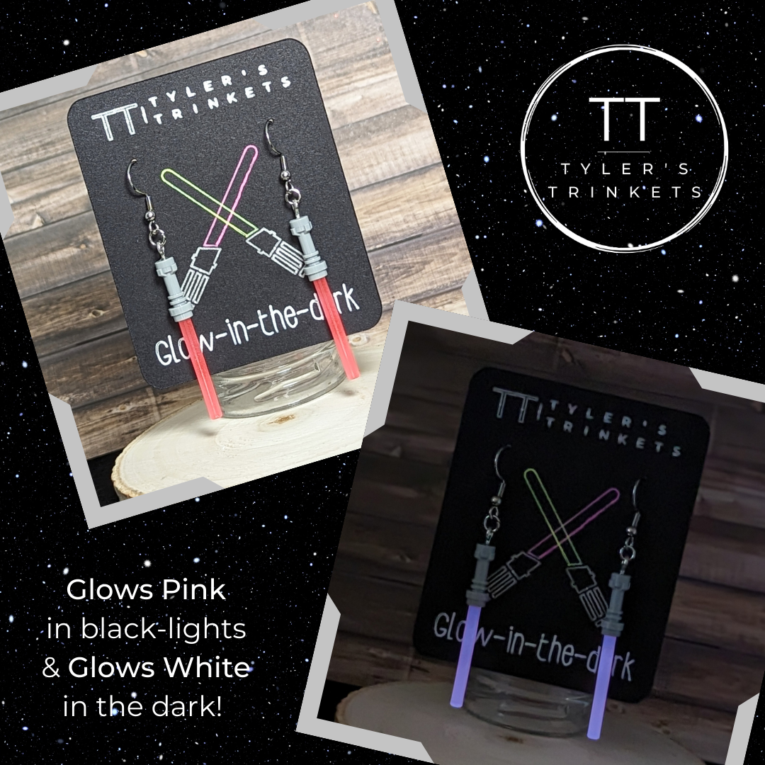 Lightsaber-Inspired Earrings (Regular & Glow-In-The-Dark)