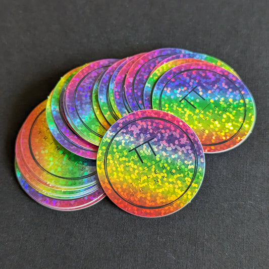 Circle Logo Sticker - Rainbow Holographic Glitter
