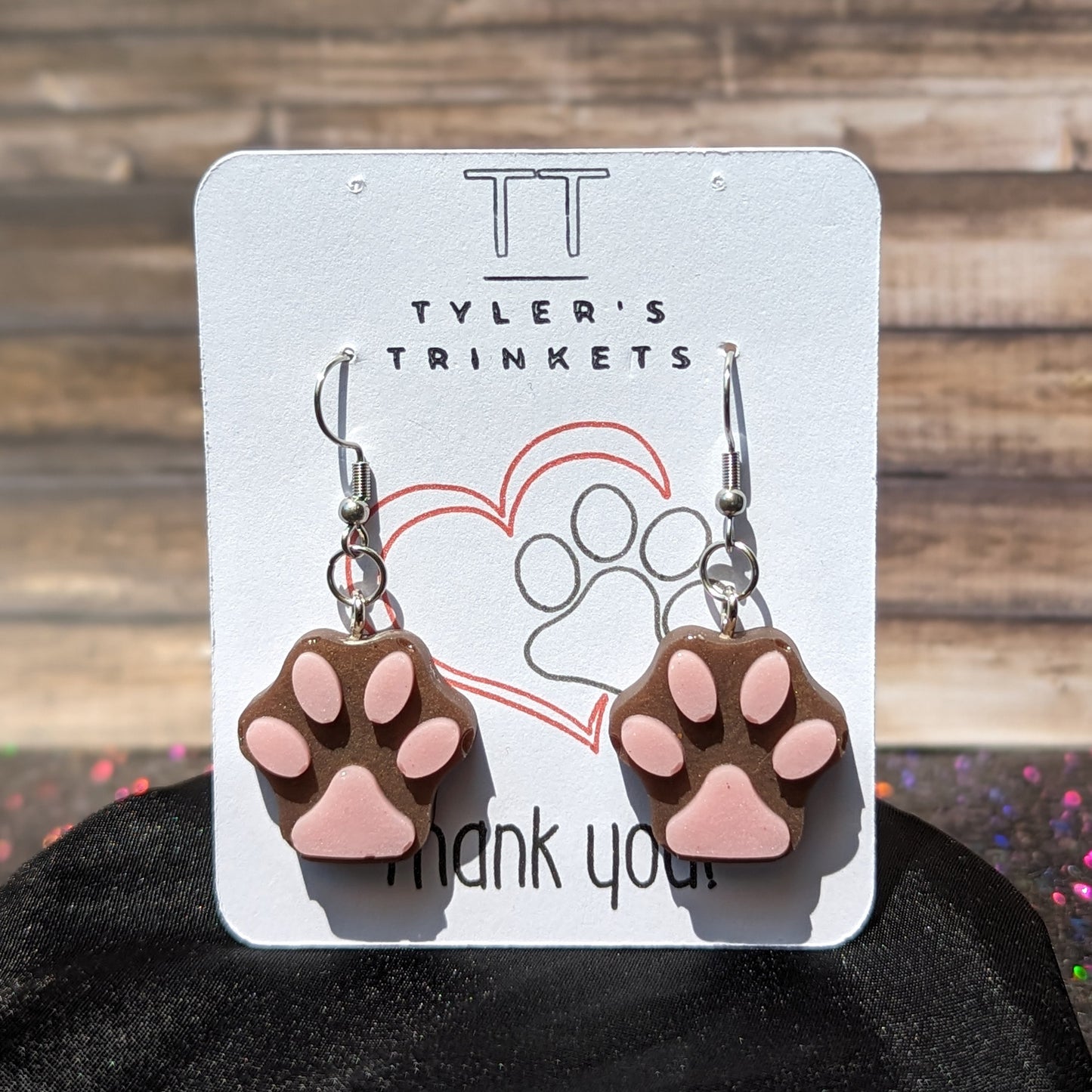 Paw Print Resin Dangle Earrings