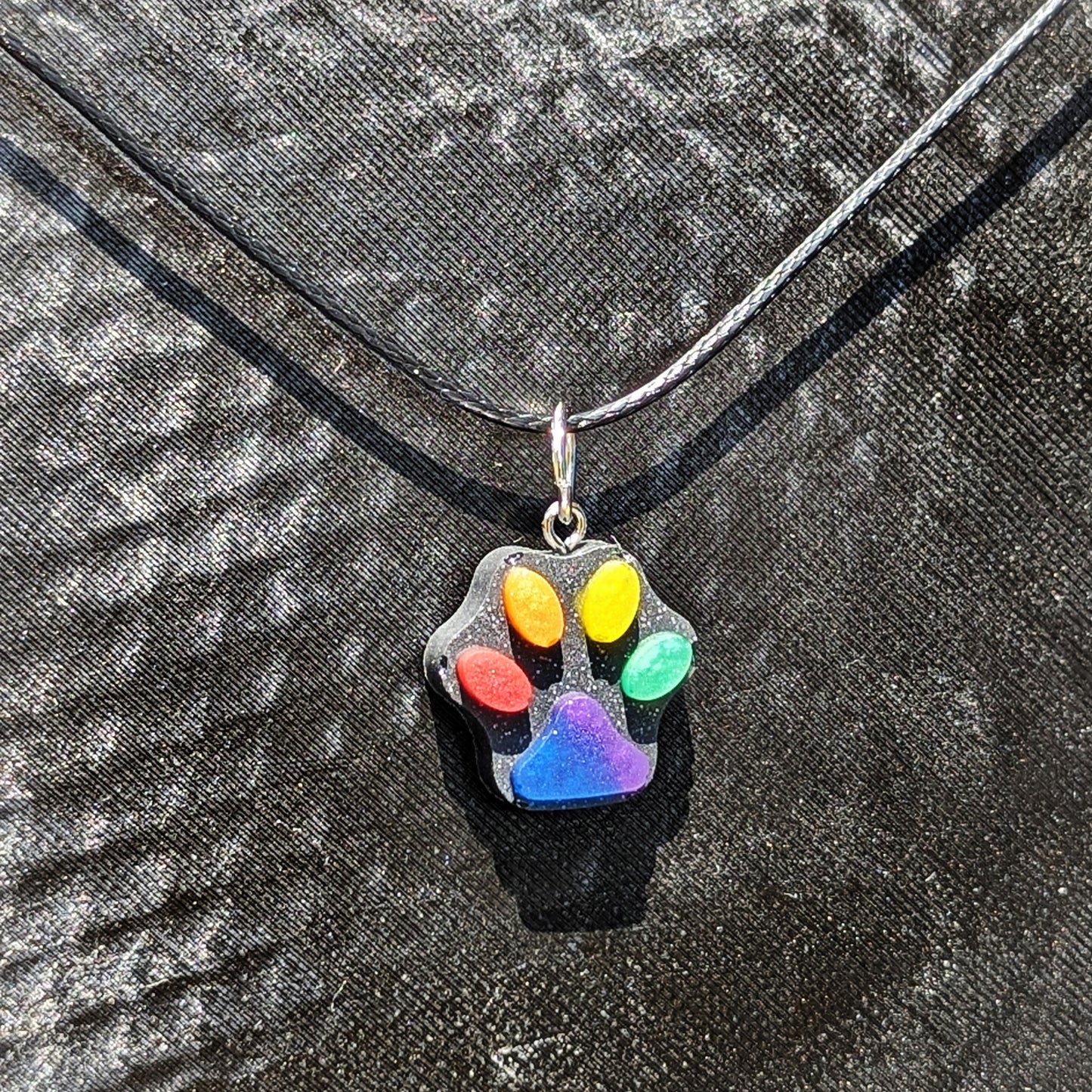 Rainbow Toe Beans - Paw Print Resin Necklace