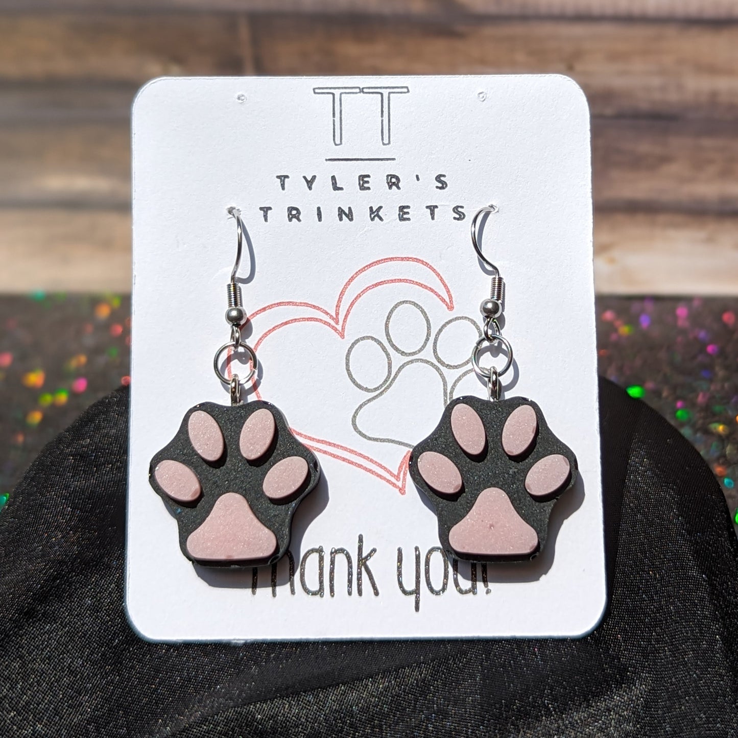 Paw Print Resin Dangle Earrings