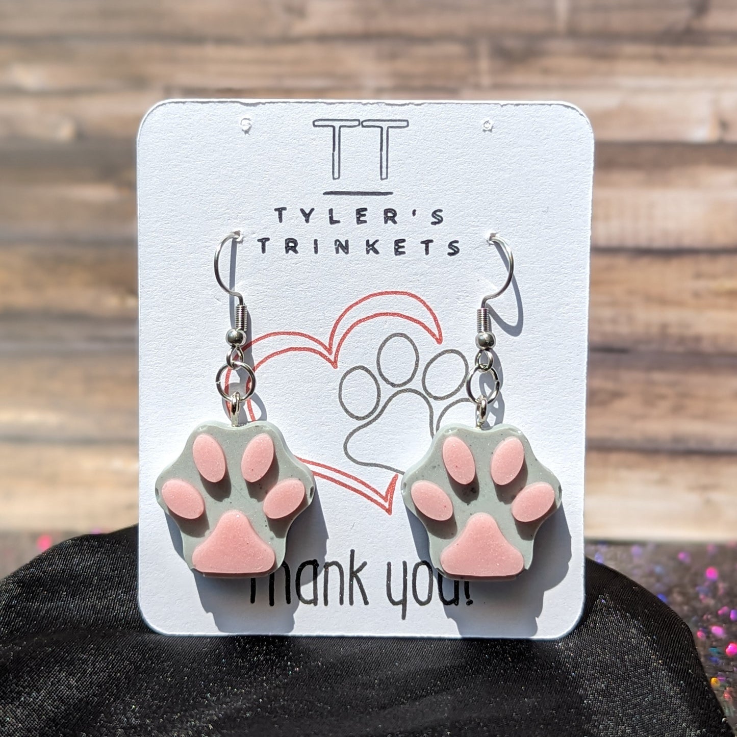 Paw Print Resin Dangle Earrings