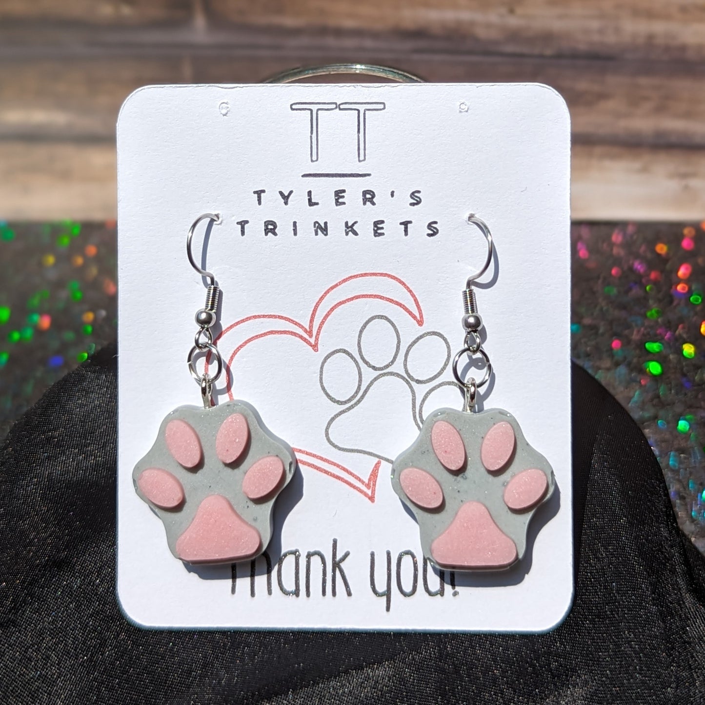 Paw Print Resin Dangle Earrings