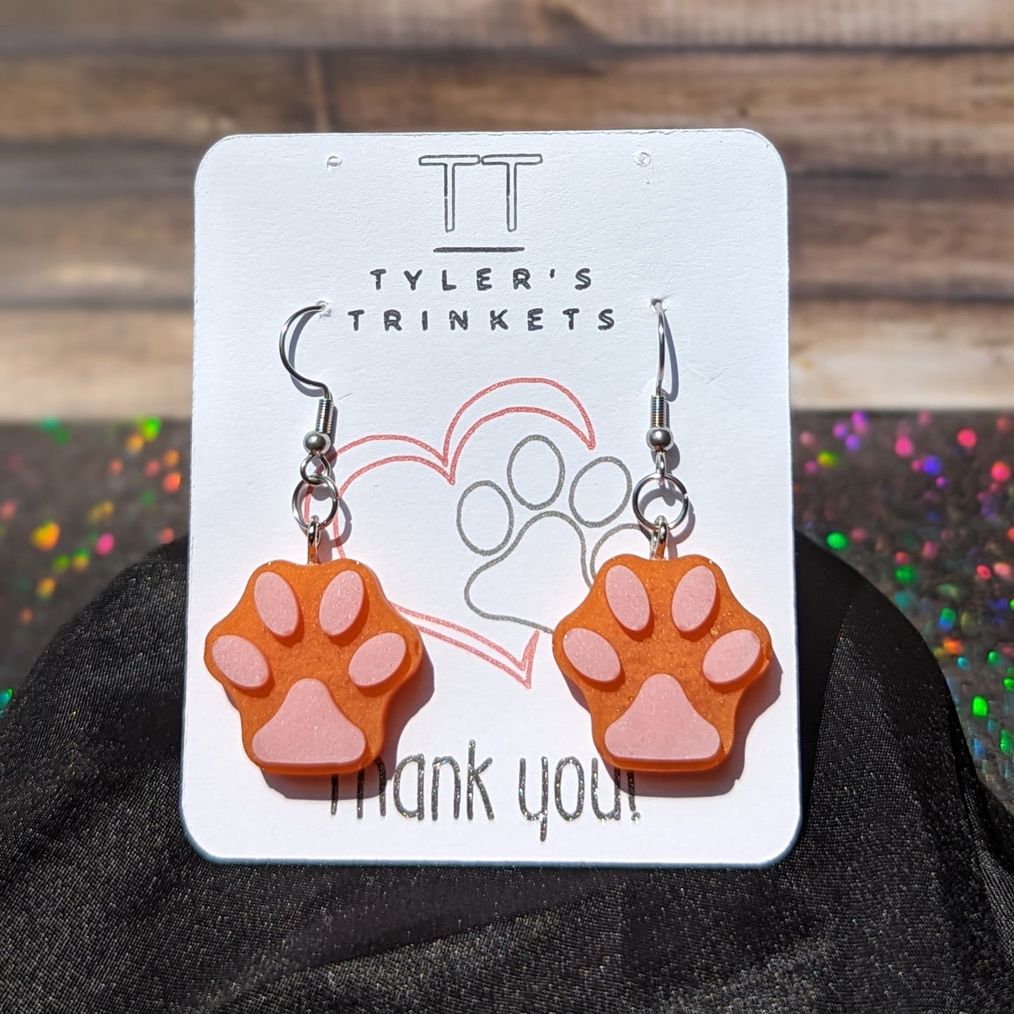 Paw Print Resin Dangle Earrings