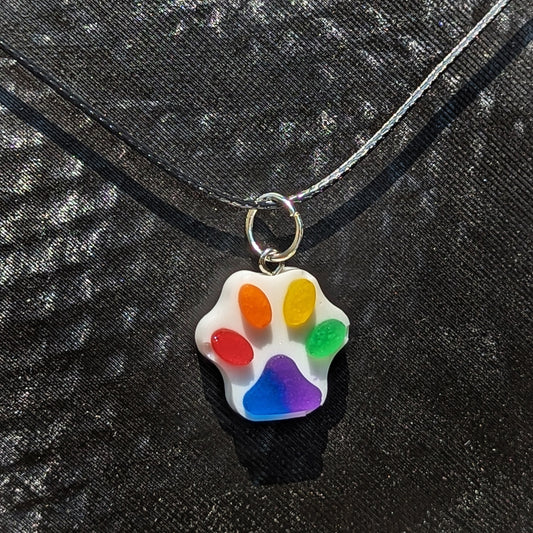 Rainbow Toe Beans - Paw Print Resin Necklace