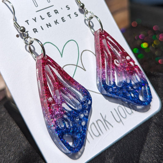 Fluttering Radiance - Bisexual Pride Butterfly Wing Earrings