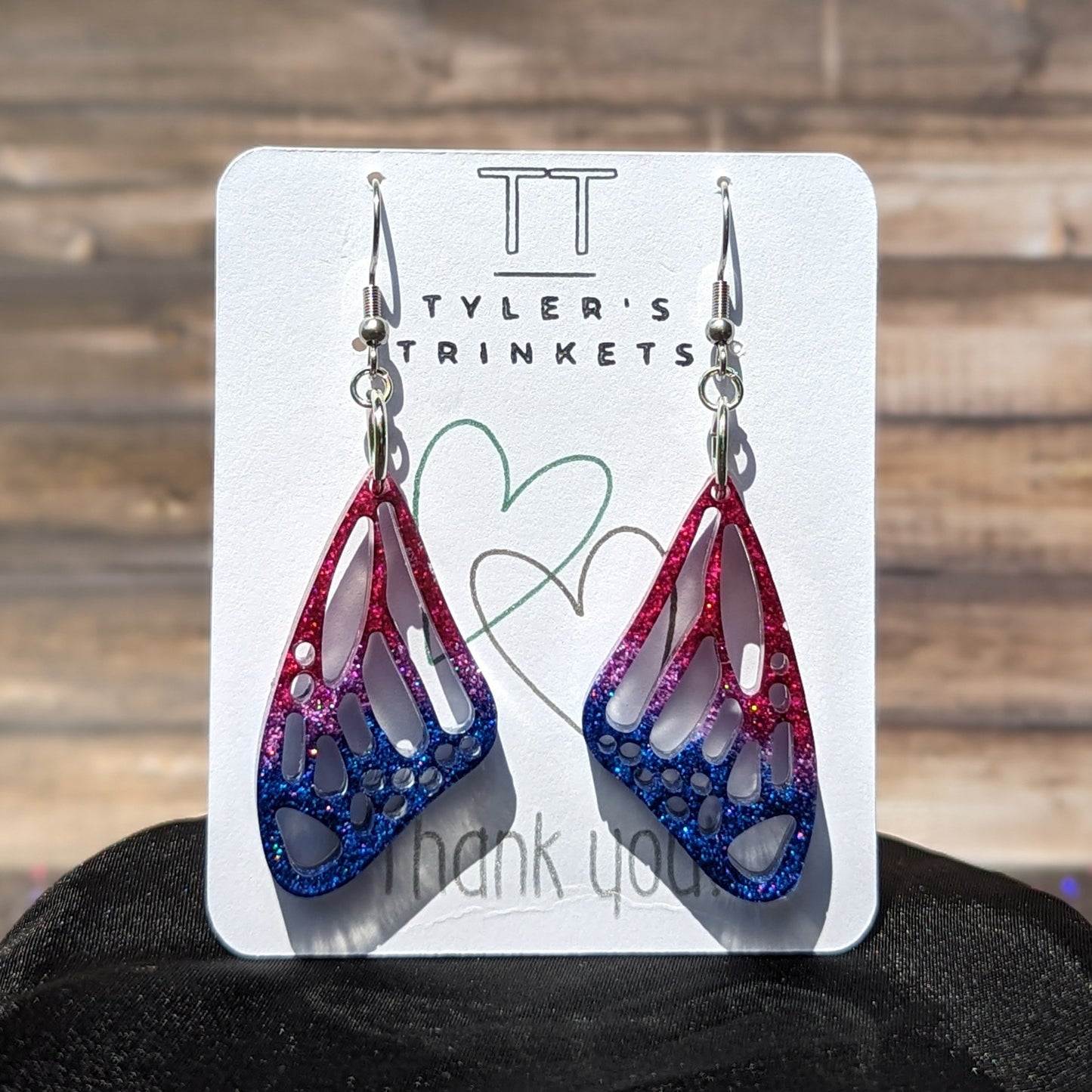Fluttering Radiance - Bisexual Pride Butterfly Wing Earrings