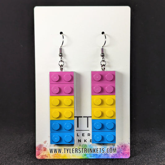 LEGO Earrings - Pansexual Pride