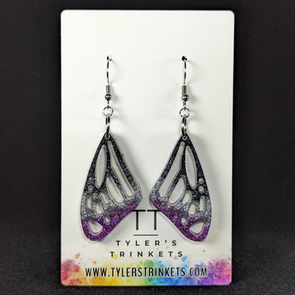 Fluttering Radiance - Asexual Pride Butterfly Wing Earrings