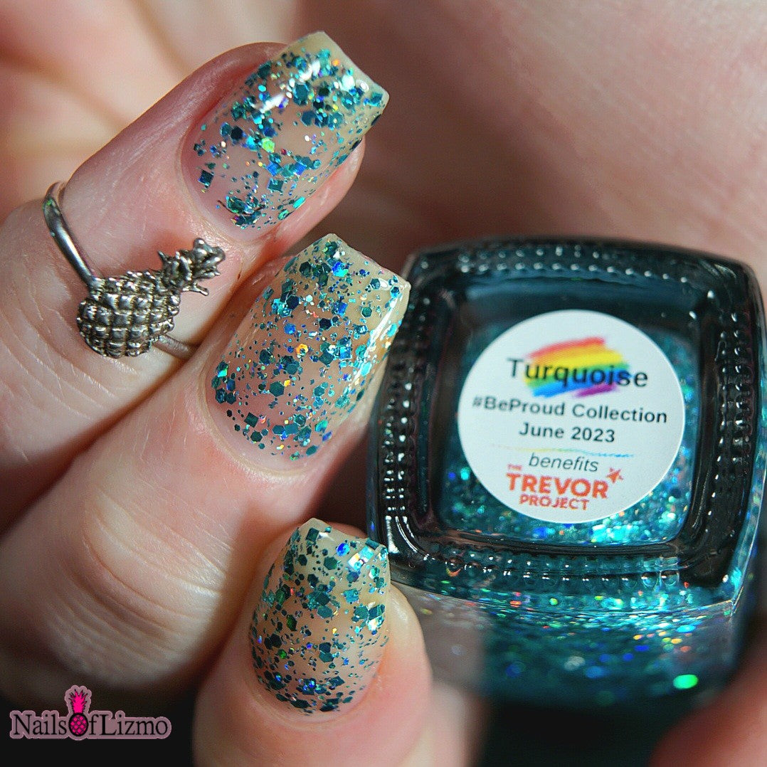 #BeProud Holo Glitter Topper - Turquoise