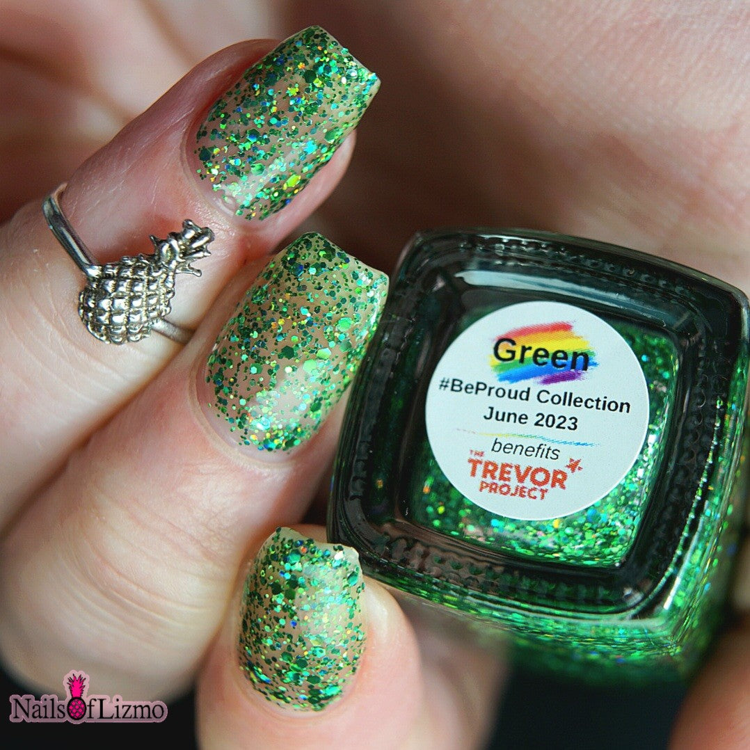 #BeProud Holo Glitter Topper - Green