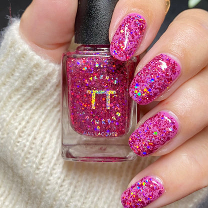 #BeProud Holo Glitter Topper - Hot Pink