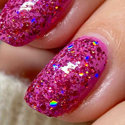 #BeProud Holo Glitter Topper - Hot Pink