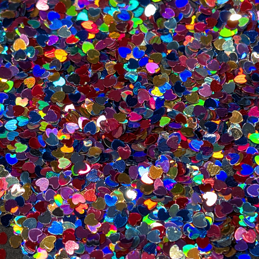 Heart Nail Art Glitter - Holographic Mix