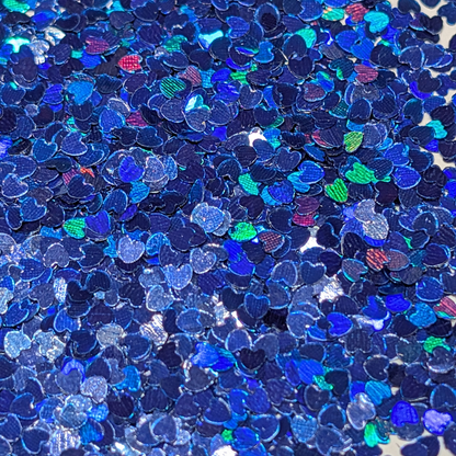 Heart Nail Art Glitter - Holographic Navy