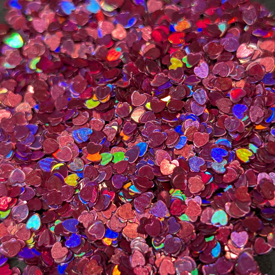 Heart Nail Art Glitter - Holographic Pink
