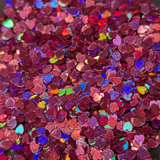 Heart Nail Art Glitter - Holographic Pink