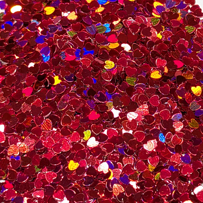 Heart Nail Art Glitter - Holographic Red
