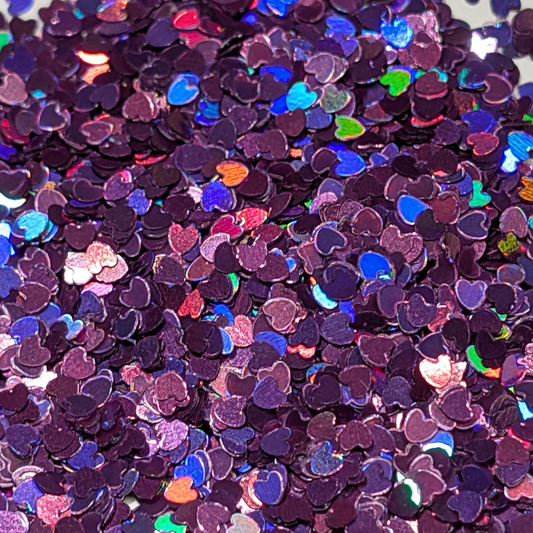 Heart Nail Art Glitter - Holographic Violet