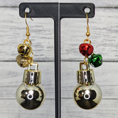 Holiday Ornament & Bells Dangle Earrings