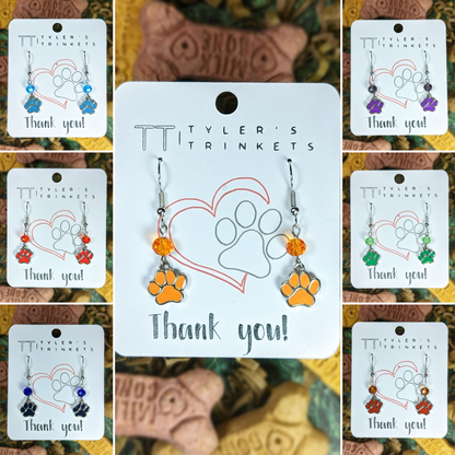 Mini Paw Print Dangle Earrings