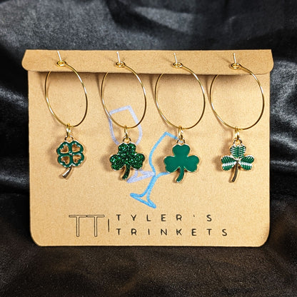 St. Patrick's Day Irish Shamrock Wine Charms