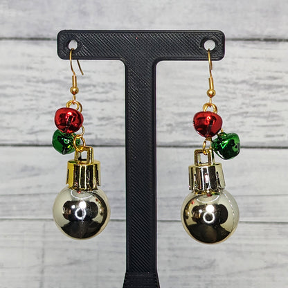 Holiday Ornament & Bells Dangle Earrings