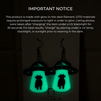 UFO Glow-in-the-dark Dangle Earrings