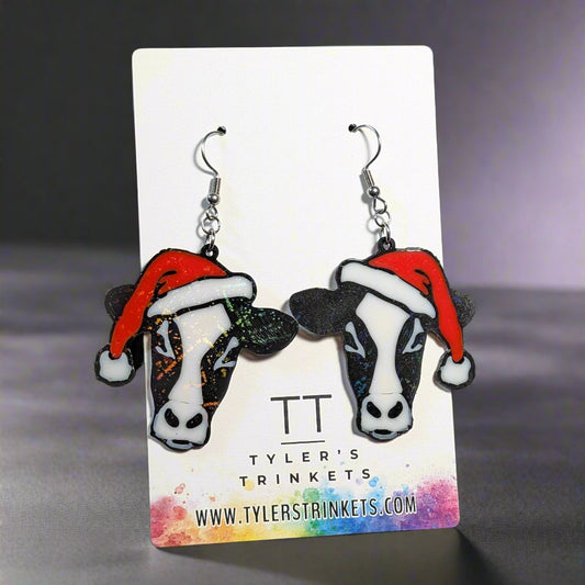 Holiday Cow Dangle Earrings