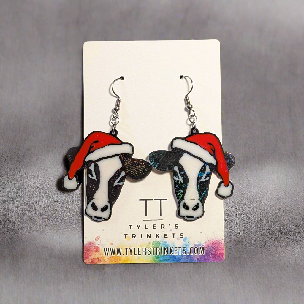 Holiday Cow Dangle Earrings