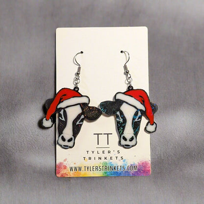 Holiday Cow Dangle Earrings