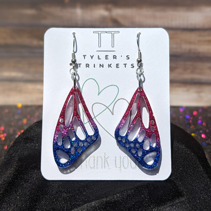 Fluttering Radiance - Bisexual Pride Butterfly Wing Earrings