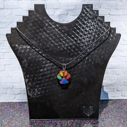 Rainbow Toe Beans - Paw Print Resin Necklace